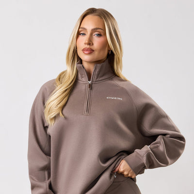Gym King 365 Raglan Sleeve Fleece Funnel - Truffle