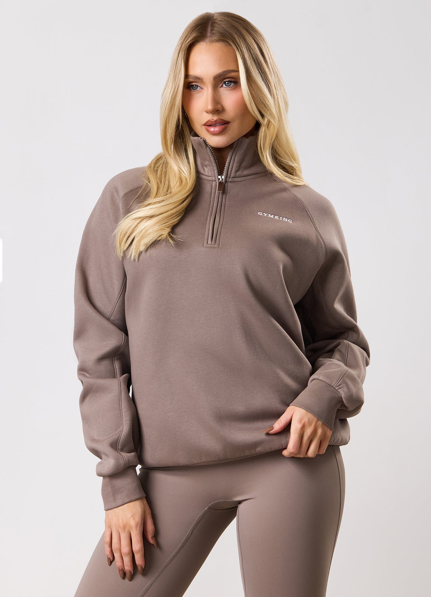 Gym King 365 Raglan Sleeve Fleece Funnel - Truffle