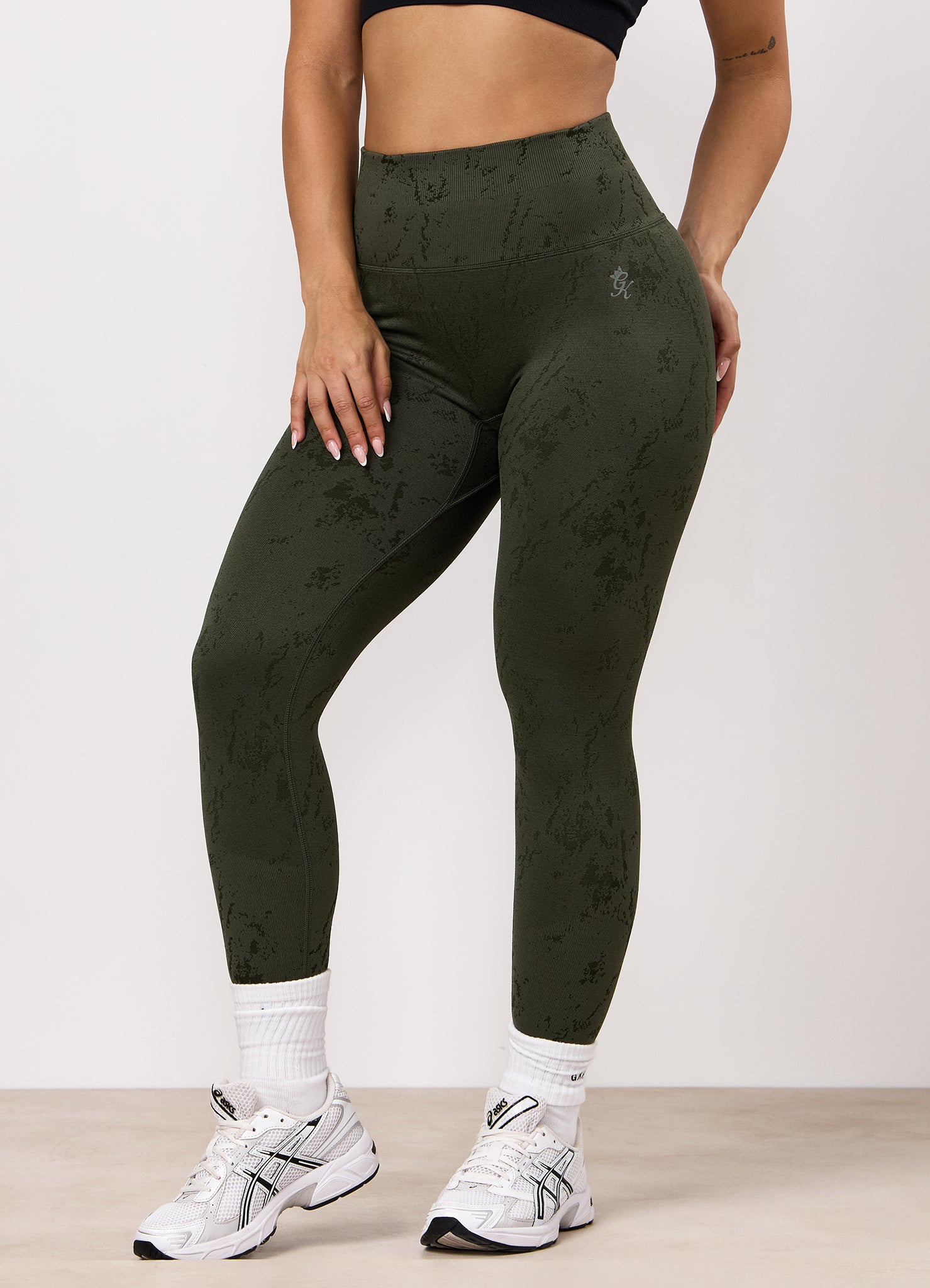 Gym King Seamless Sculpt Legging - Warm Khaki Marble
