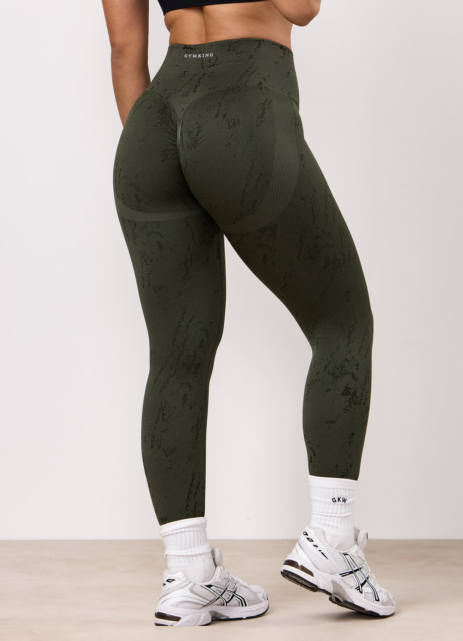Gym King Seamless Sculpt Legging - Warm Khaki Marble