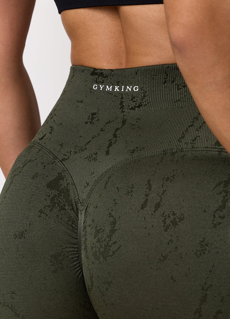 Gym King Seamless Sculpt Legging - Warm Khaki Marble