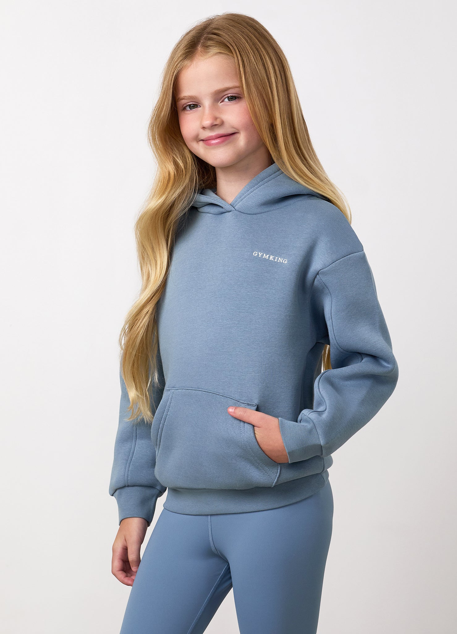 Gym King Junior 365 Relaxed Fit Hoodie - Faded Indigo