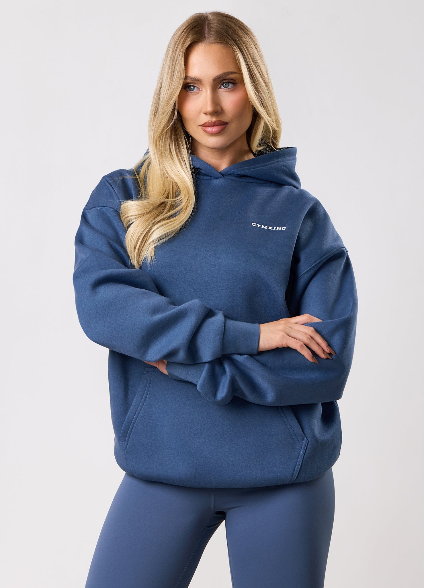 Gym King 365 Relaxed Fit Fleece Hoodie - Slate Blue