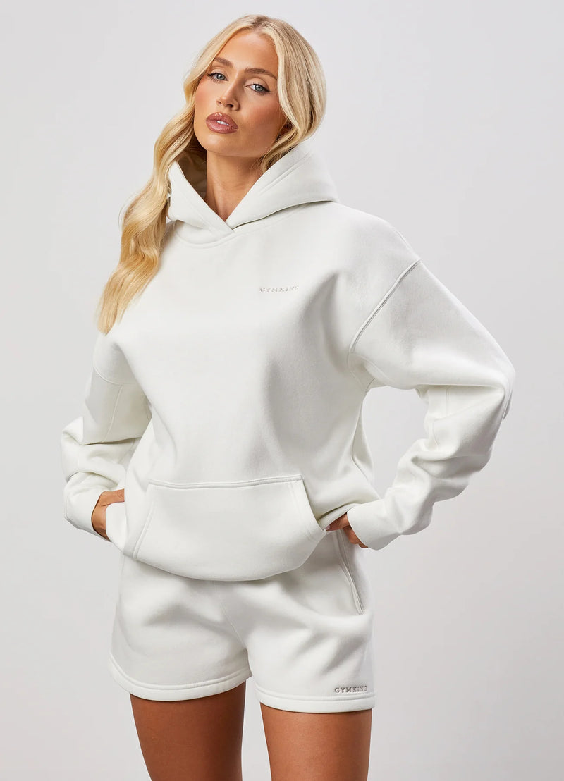 Gym King 365 Relaxed Fit Fleece Hoodie & Shorts - Cream