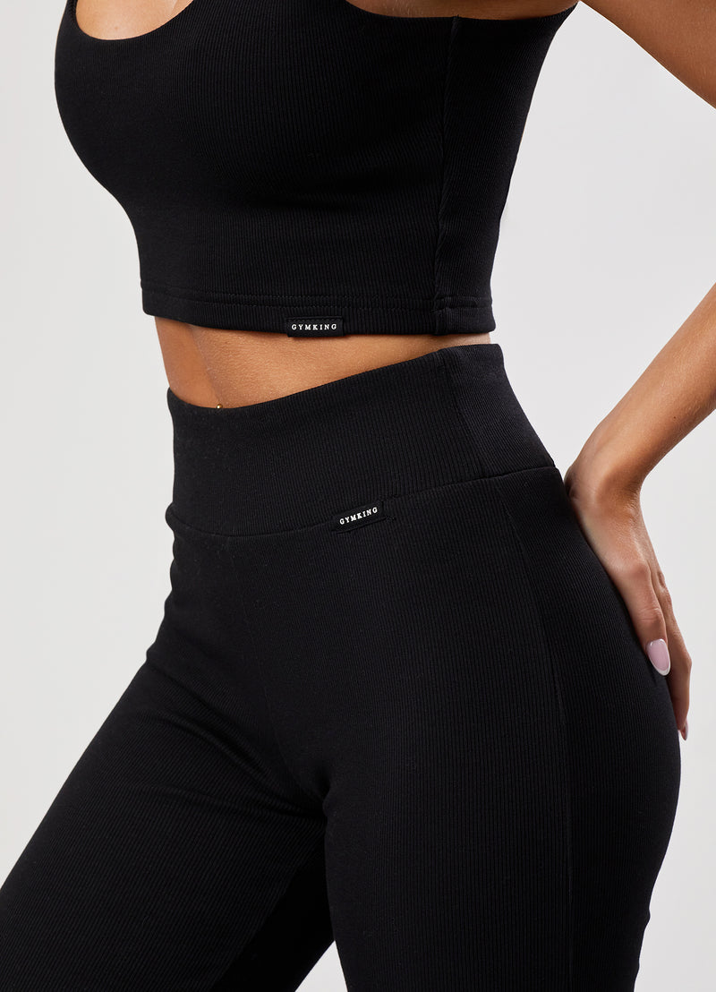 Gym King 365 Rib Flared Legging - Black