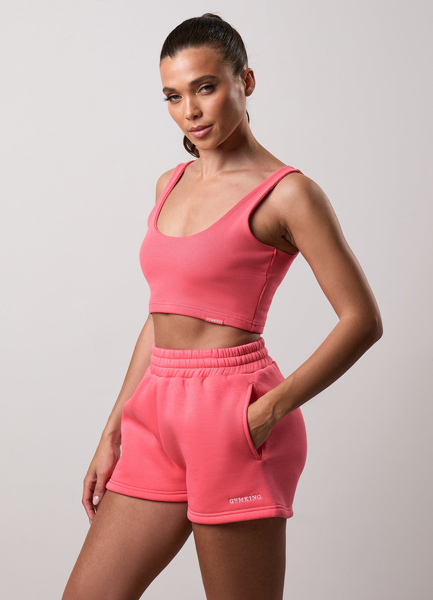 Gym King 365 Rib Scoop Neck Bralette - Spiced Coral