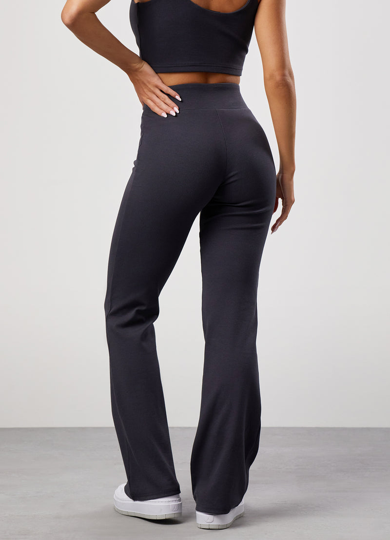 Gym King 365 Rib Flared Legging - Dark Pewter