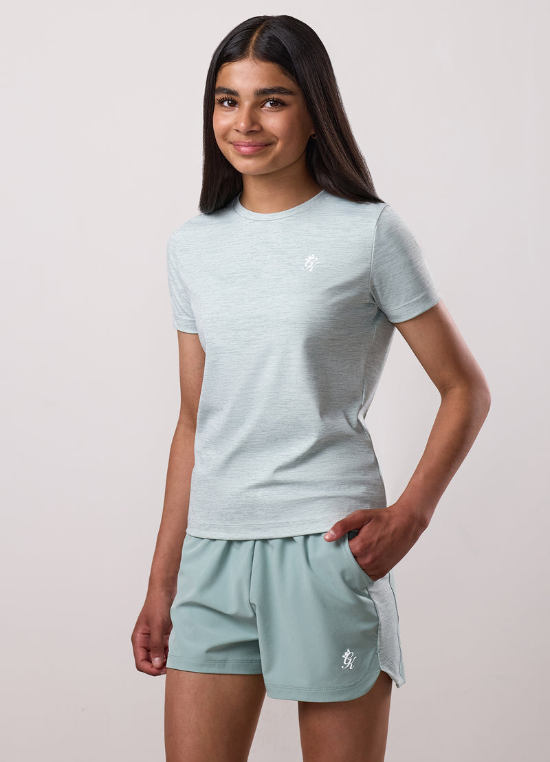 Gym King Kids 365 Short Sleeve Tee - Green Mist Grindle