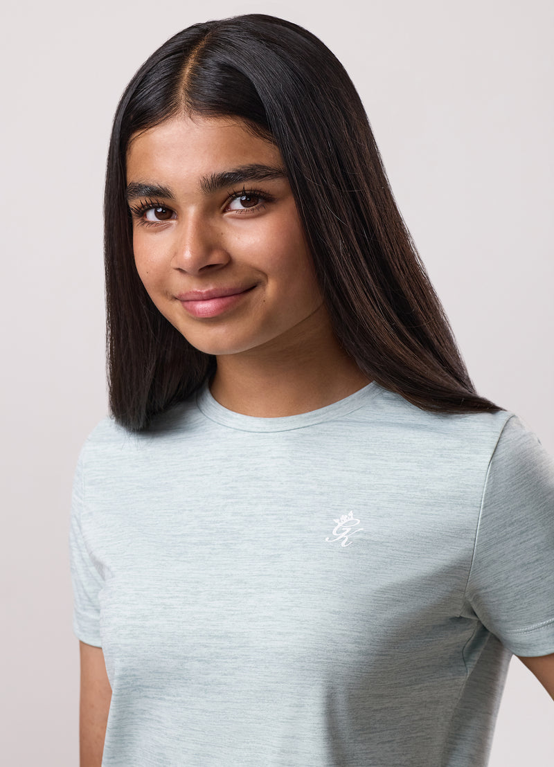 Gym King Kids 365 Short Sleeve Tee - Green Mist Grindle