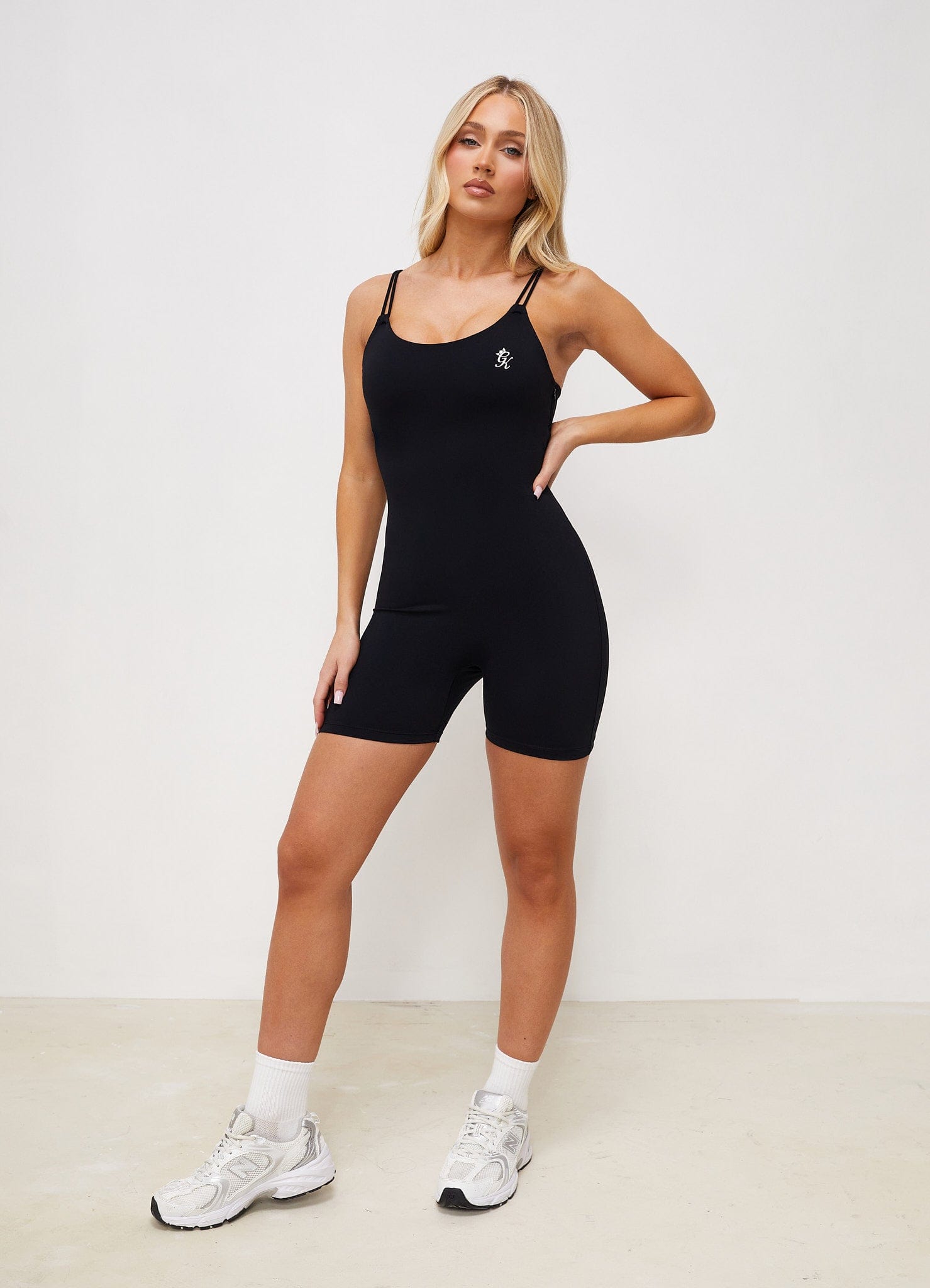 Women’s black Gym King unitard comfortable lounge and gym wear fit
