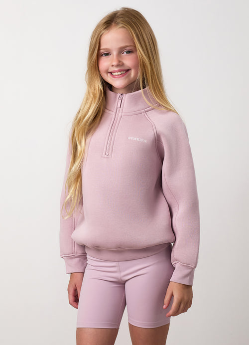 Gym King Older Kids 365 Raglan Sleeve 1/4 Zip Funnel - Muted Mauve