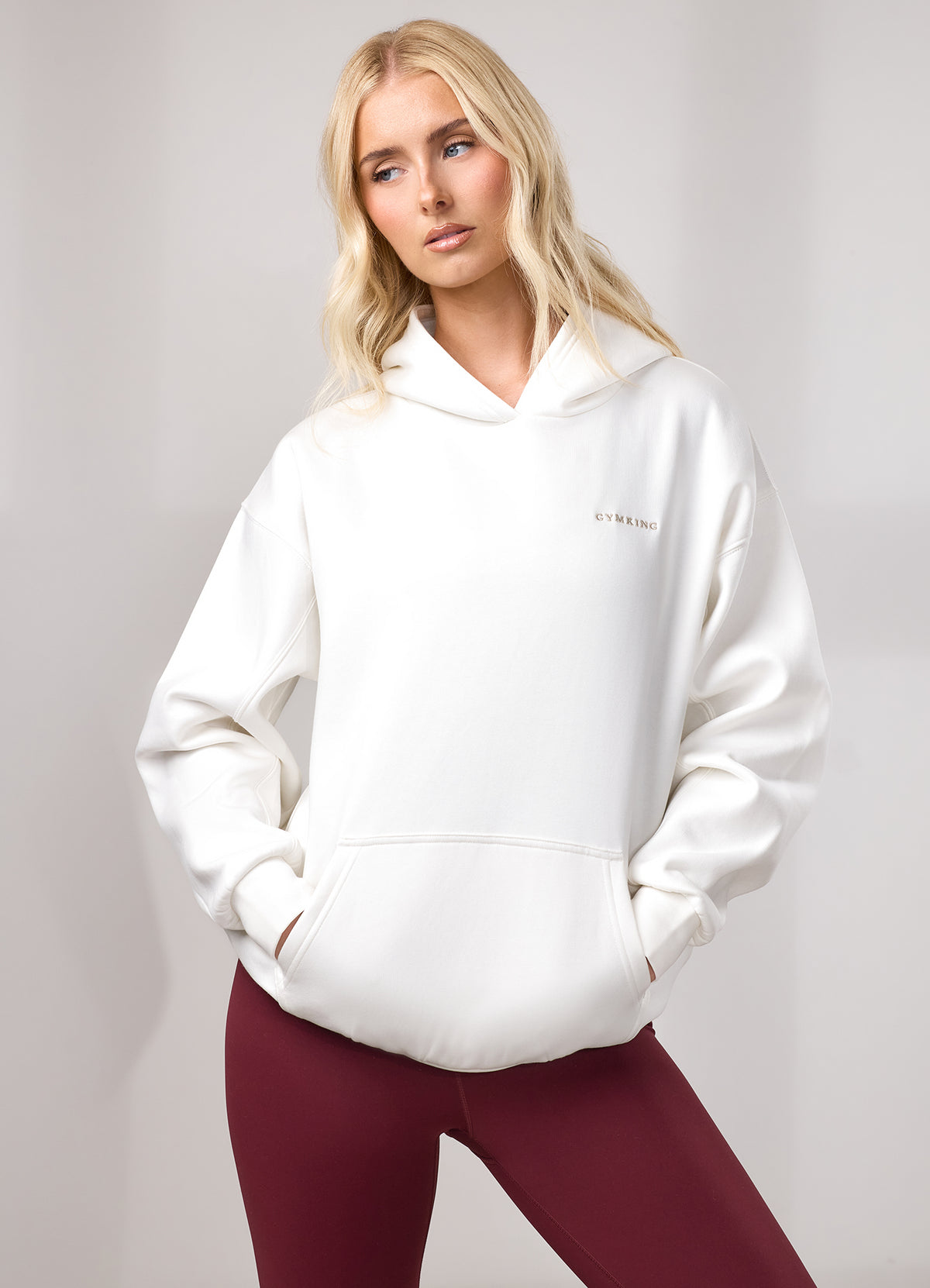 Gym King 365 Relaxed Fit Fleece Hoodie - Cream