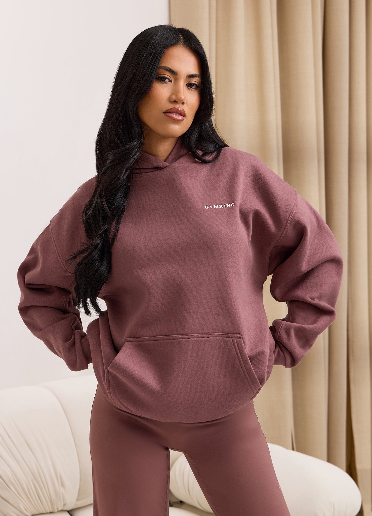 Gym King 365 Relaxed Fit Fleece Hoodie - Brown Plum