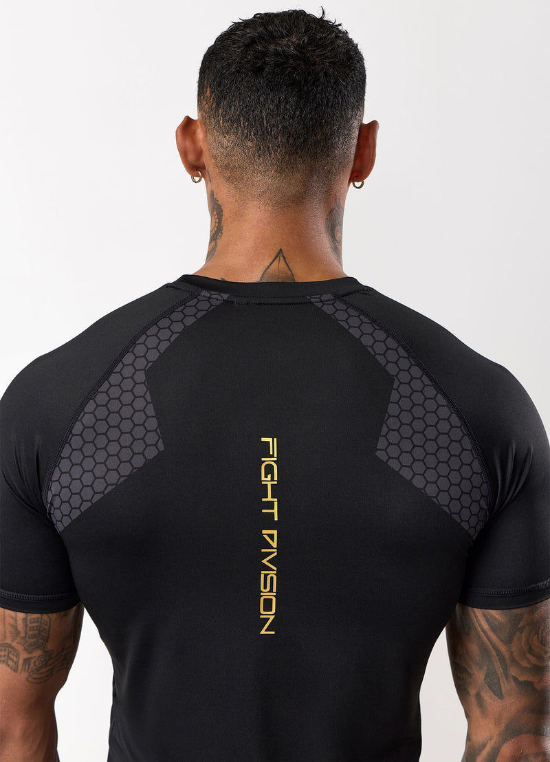 Gym King Fight Division Combat Short Sleeve Rash Guard - Black