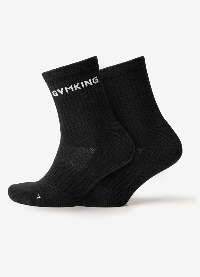 Gym King Linear Crew Sock (2pk) - Black
