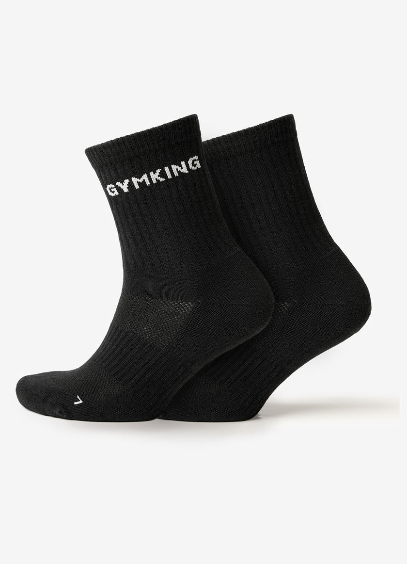 Gym King Linear Crew Sock (2pk) - Black
