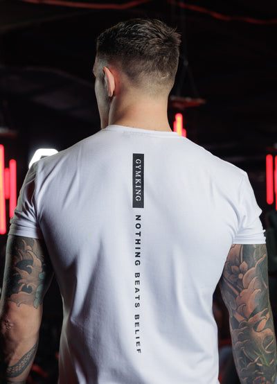 Gym King Nothing Beats Belief Tee - White