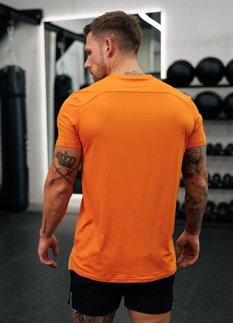 Gym King Hex All Over Print Tee - Burnt Orange