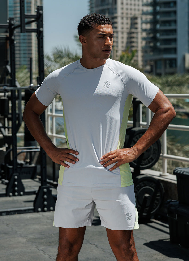 Gym King Flex 2.0 Tee - Light Grey/Sherbet Lime