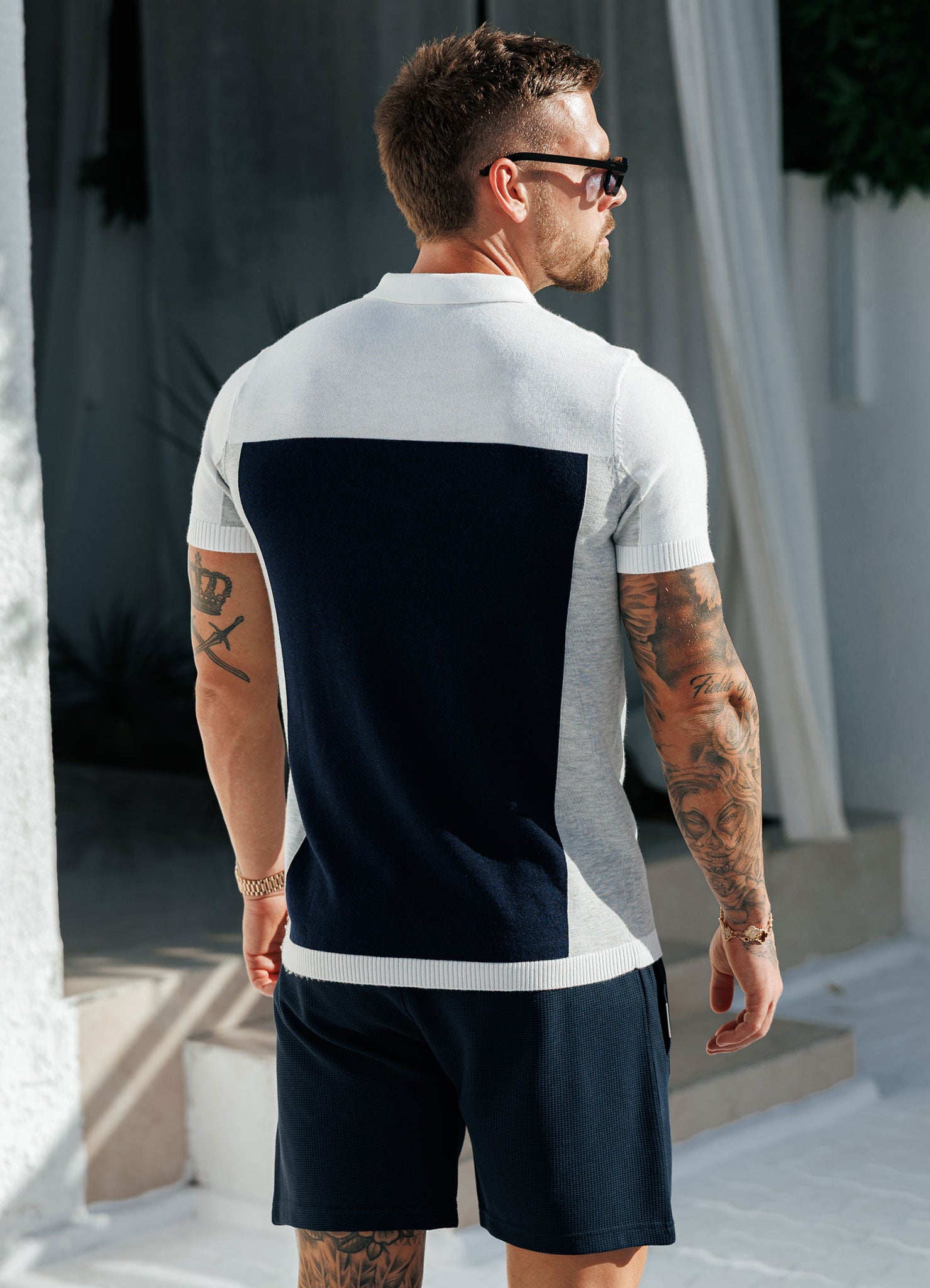 Gym King Signature Colour Block Polo - Navy