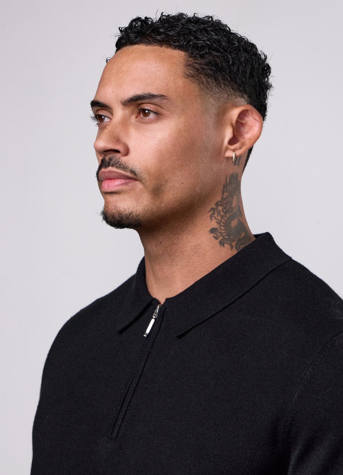 Gym King Signature Knit Long Sleeve Polo - Black