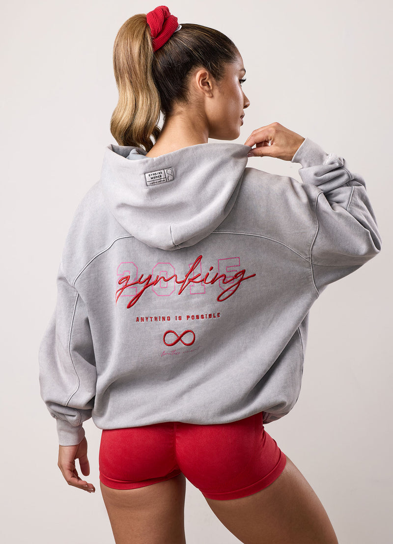 Gym King Limitless Oversized Hood - Washed Light Grey