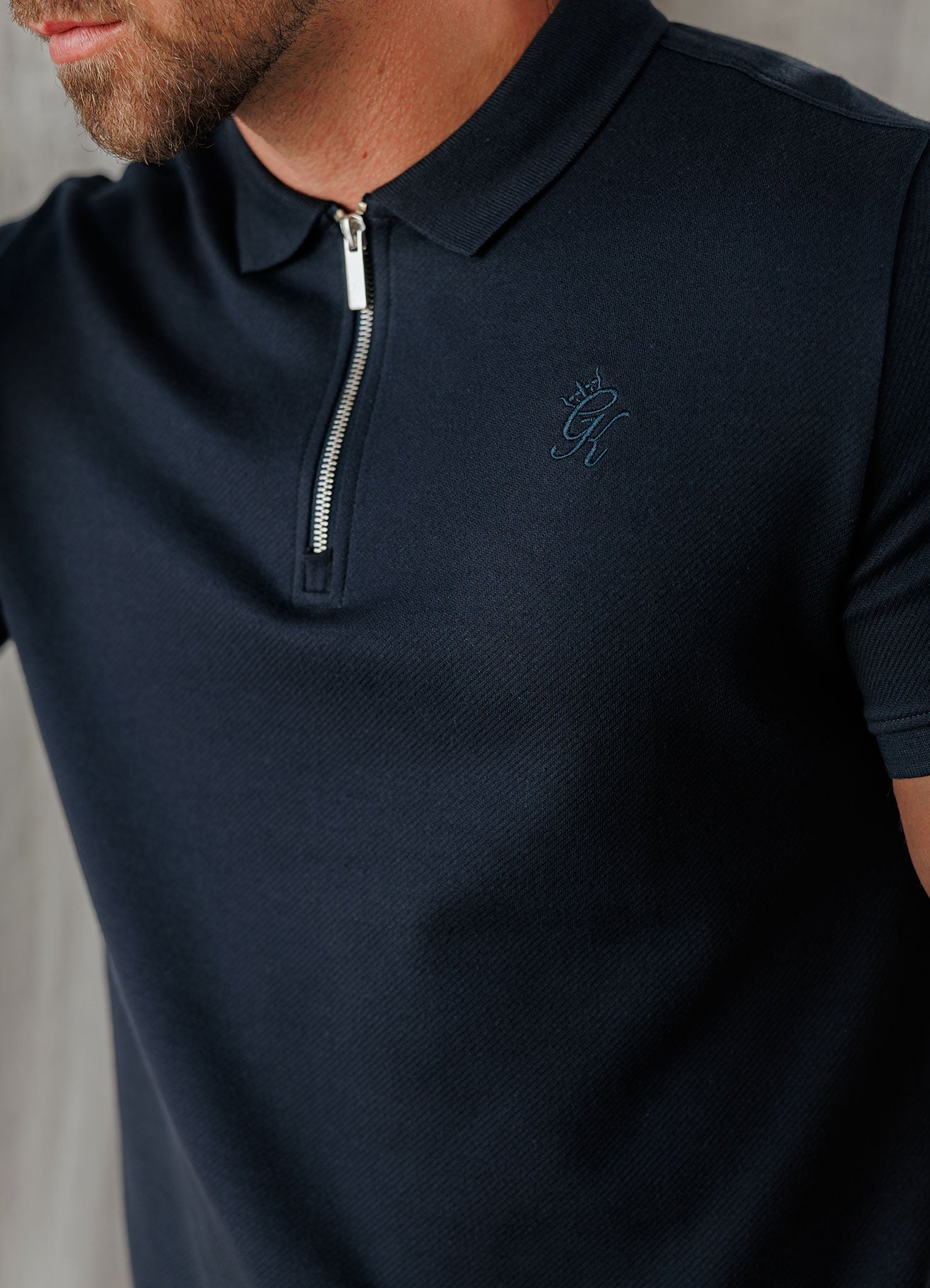 Gym King Portals Texture Polo - Navy