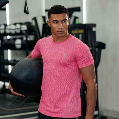 Gym King Energy Seamless Space Dye T-Shirt - Hot Pink Multi