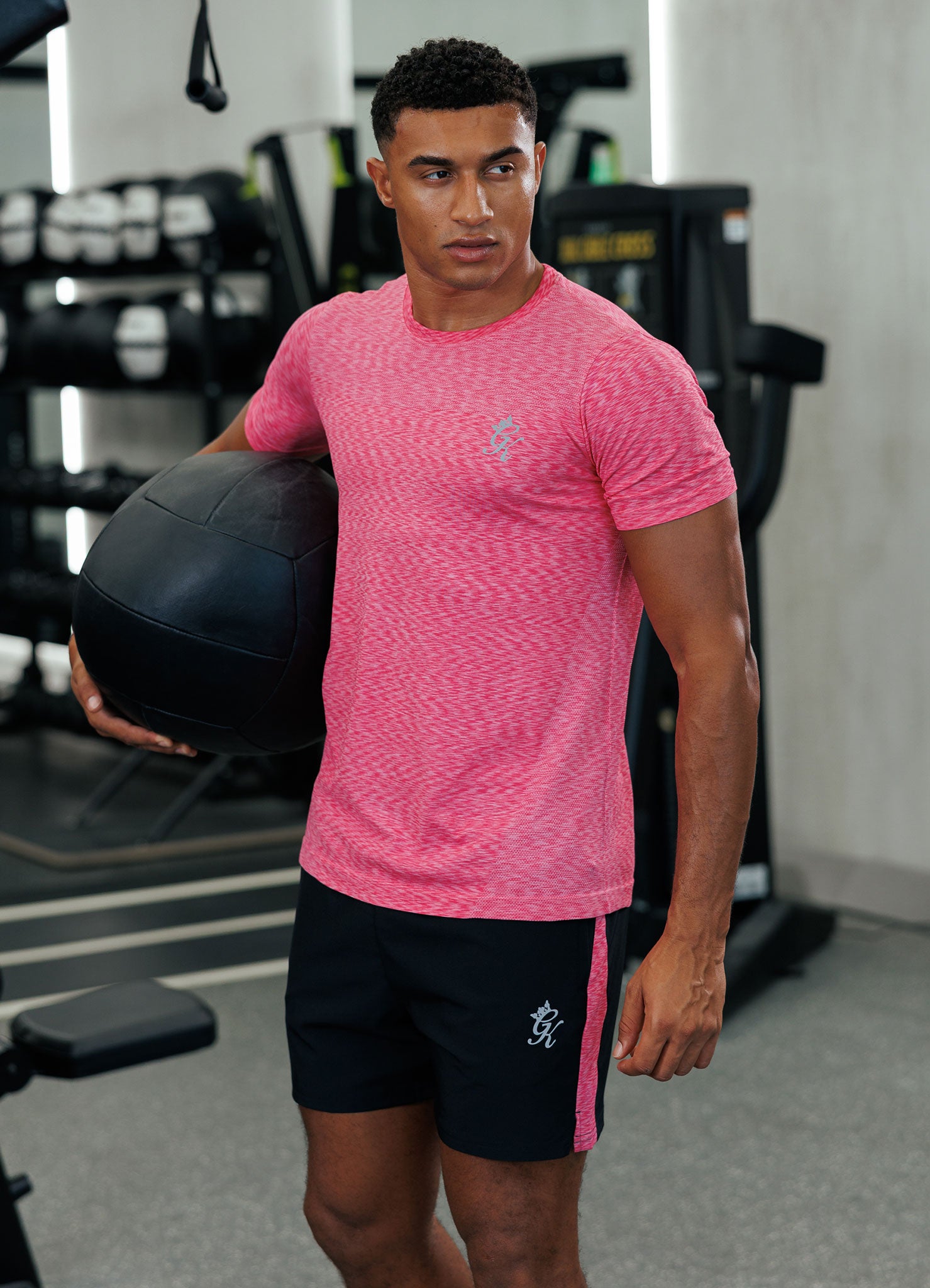 Gym King Energy Seamless Space Dye T-Shirt - Hot Pink Multi