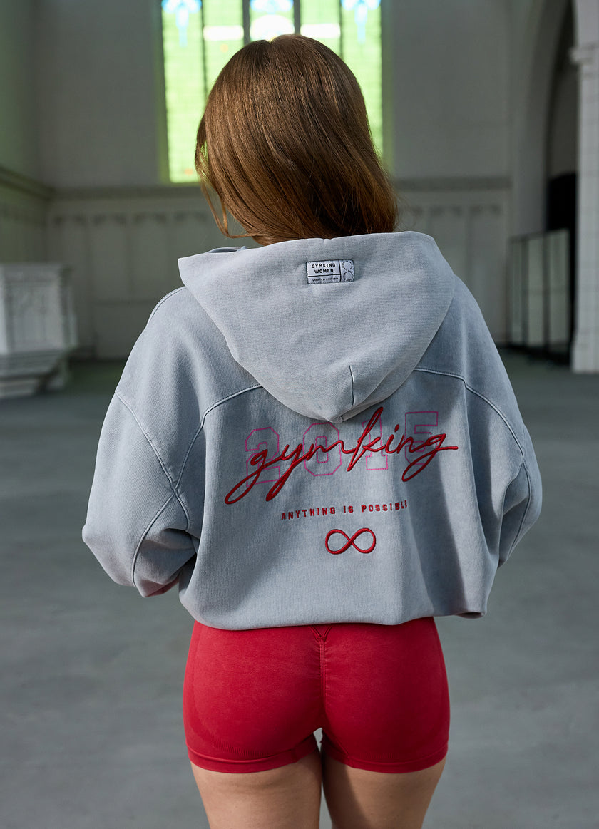 Gym King Limitless Oversized Hood - Washed Light Grey