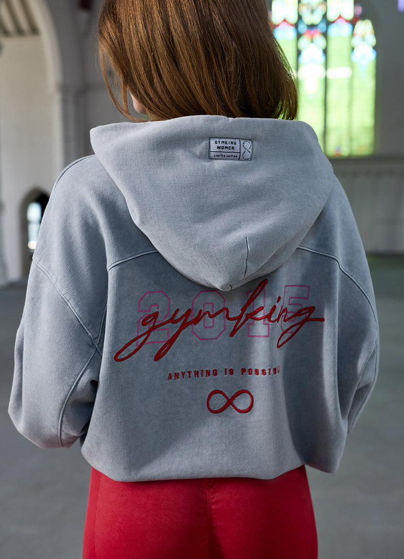 Gym King Limitless Oversized Hood - Washed Light Grey