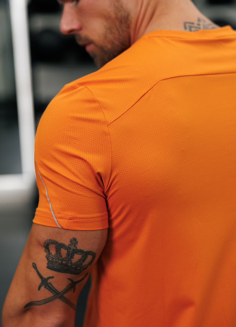 Gym King Hex All Over Print Tee - Burnt Orange