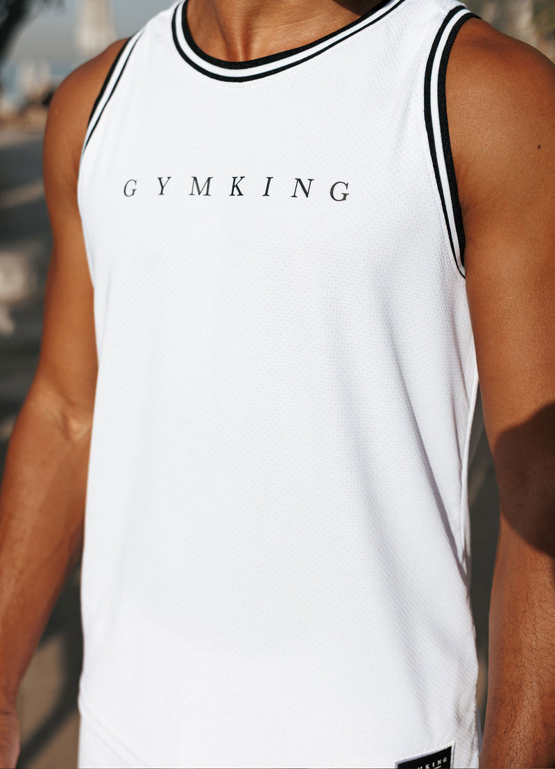 Gym King Brooklyn Mesh Vest - White