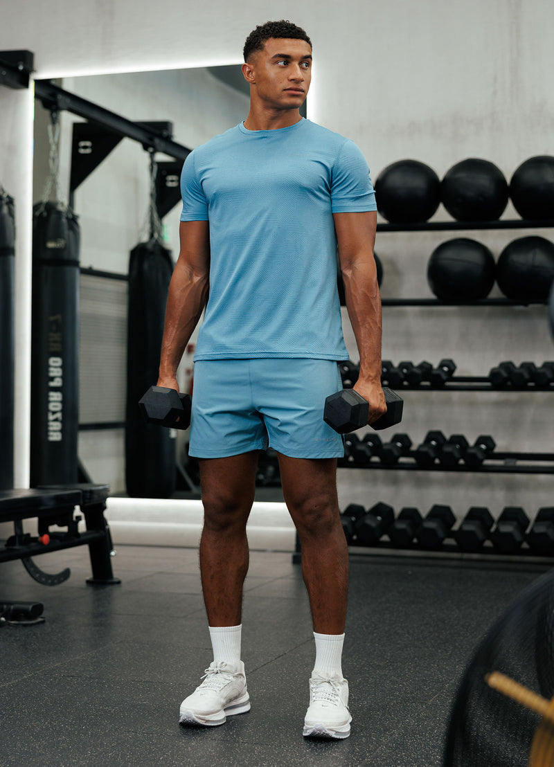 Gym King Geometric Knit Short - Sea Mist