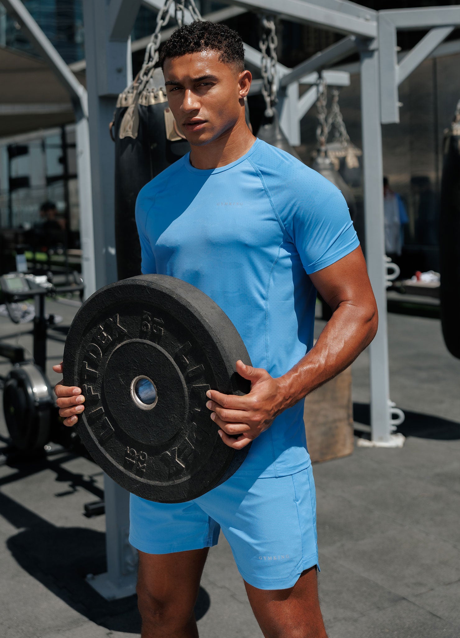 Gym King Focus Camo Knit Tee - Blue Iris