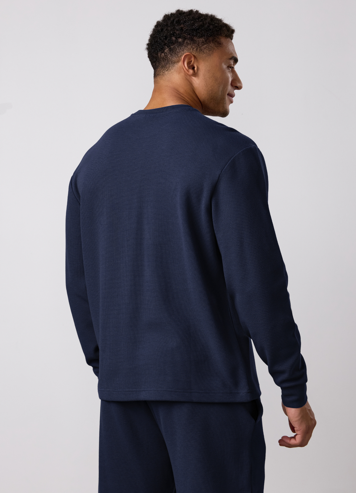 Gym King Signature Waffle Long Sleeve Top - Navy
