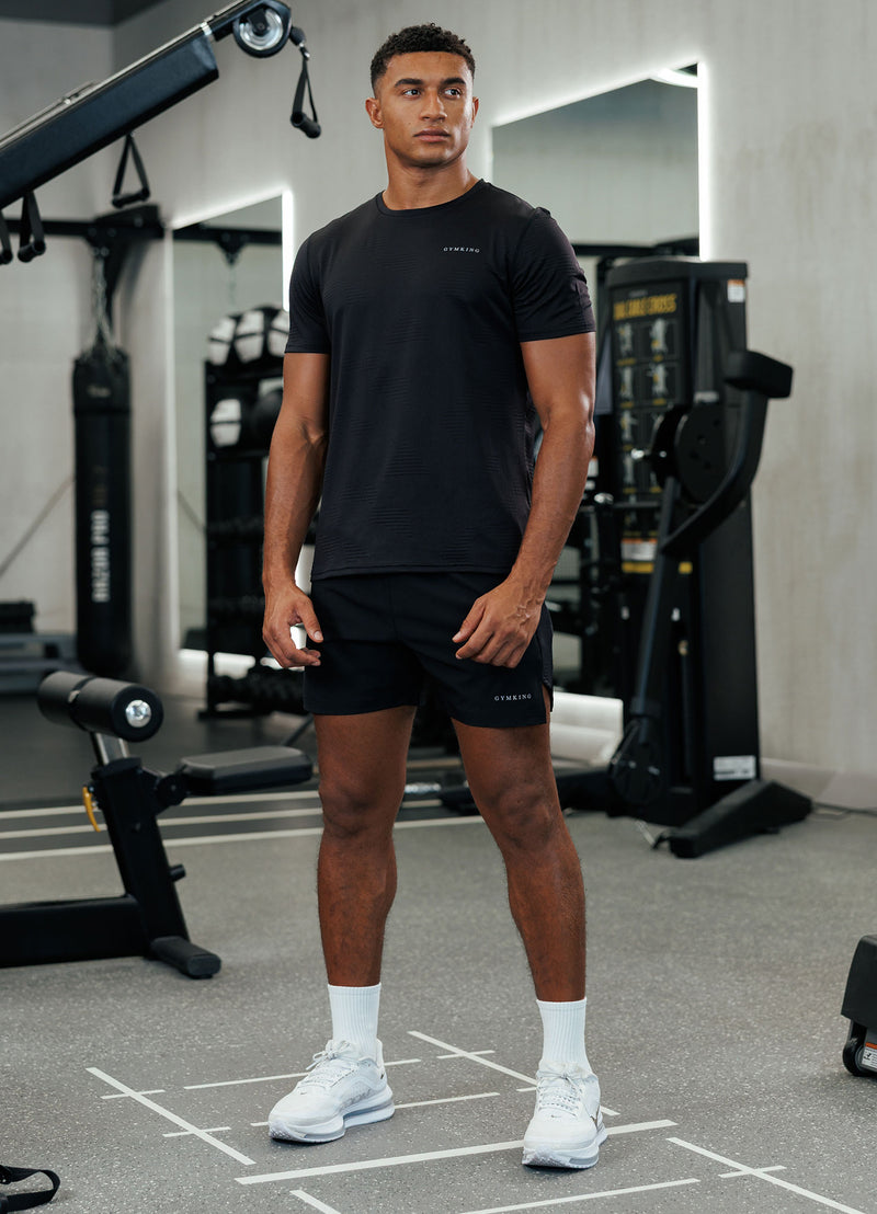 Gym King Geometric Knit Linear Short - Black