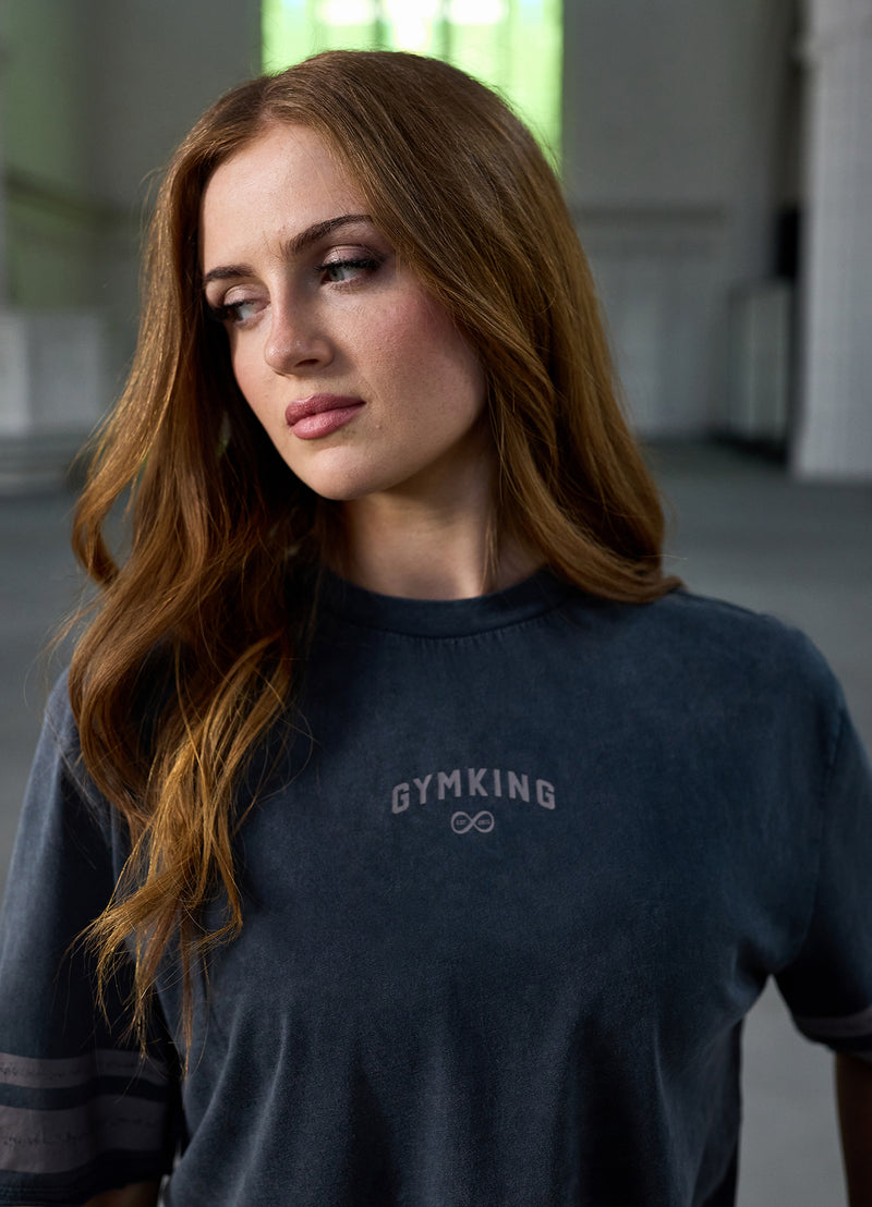 Gym King Limitless Crop Jersey Tee - Washed Black