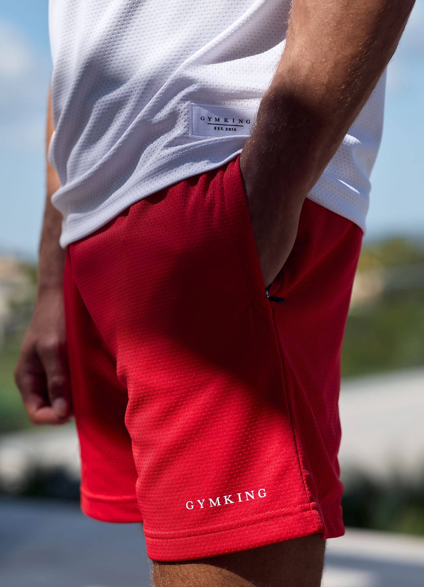 Gym King Brooklyn Mesh Short - Salsa/White