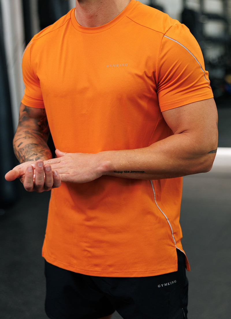 Gym King Hex All Over Print Tee - Burnt Orange