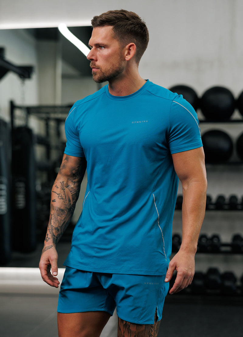 Gym King Hex All Over Print Tee - Exotic Teal