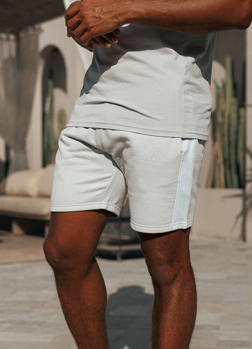 Gym King Contrast Panel Short - Light Grey/Sky Blue