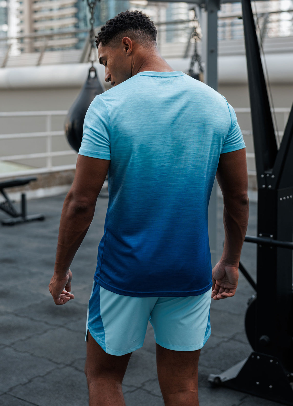 Gym King Ombre Space Dye Tee - Ocean Breeze