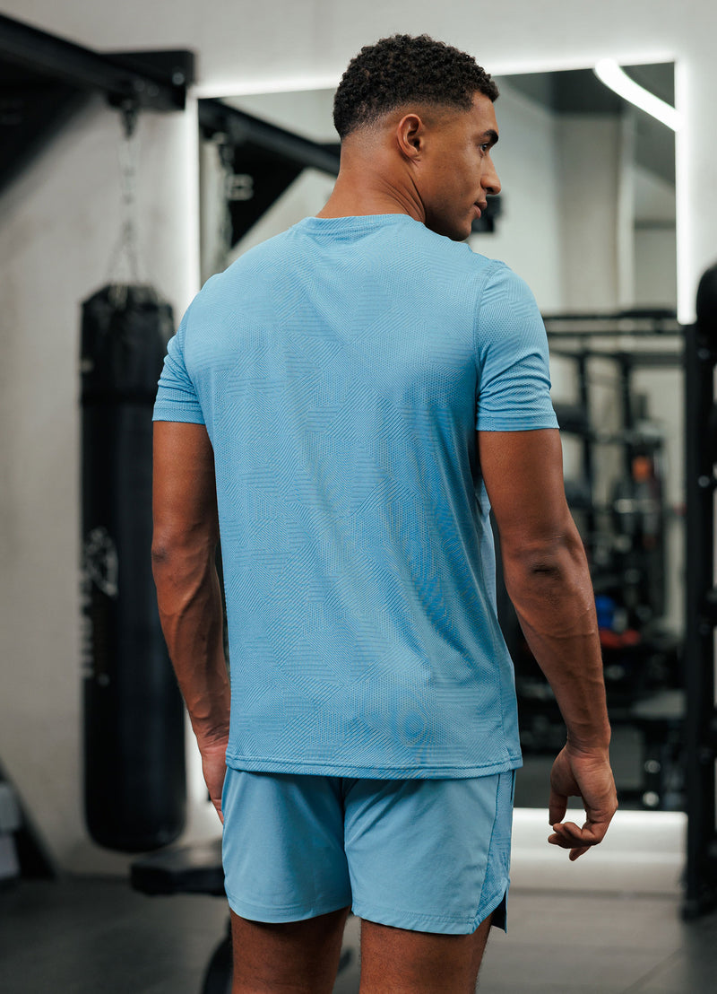 Gym King Geometric Knit Tee - Sea Mist