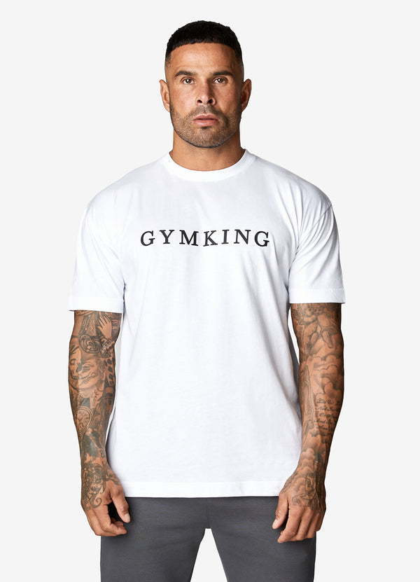 Gym King Covert Linear Logo Tee - White