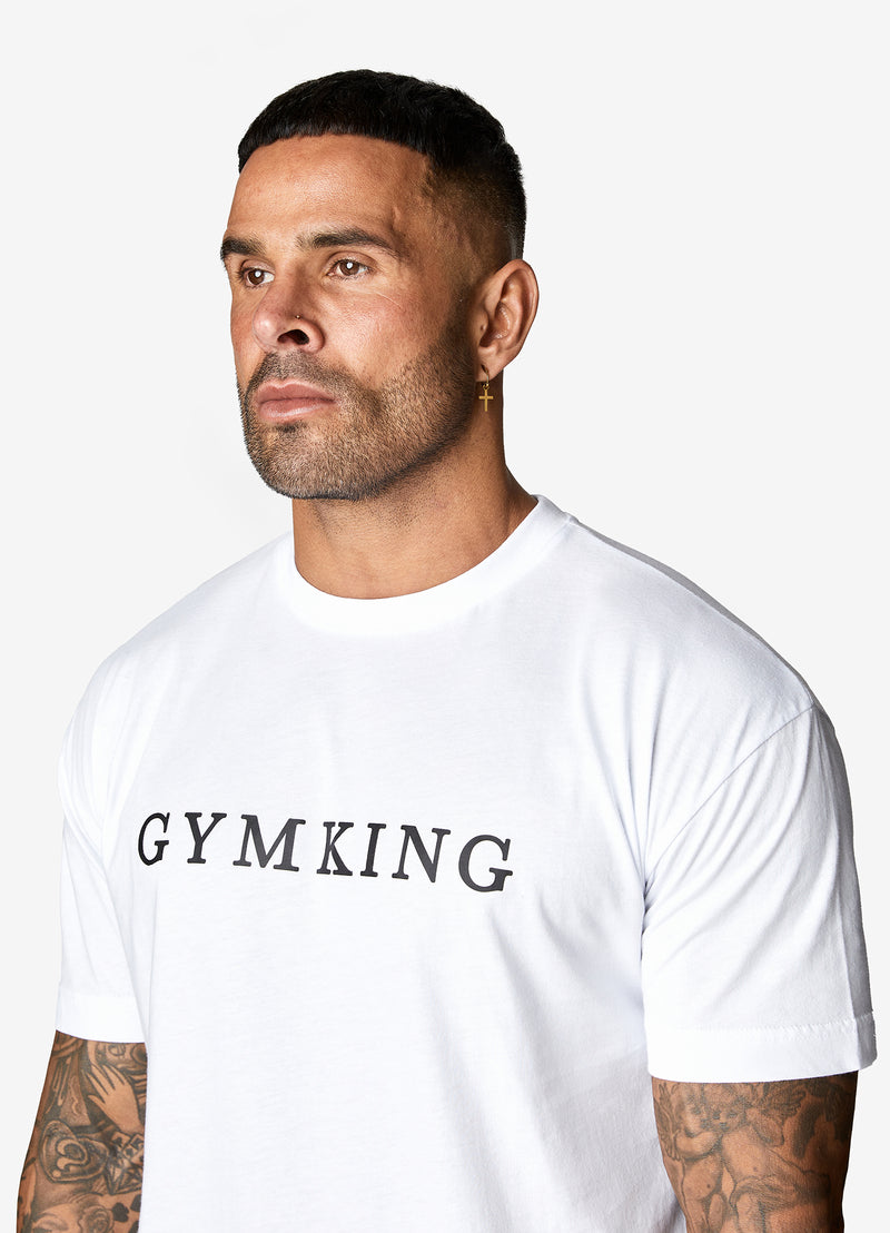 Gym King Covert Linear Logo Tee - White