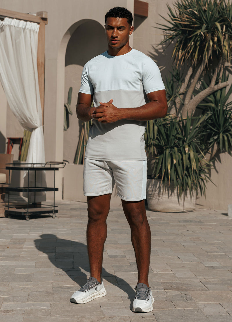 Gym King Contrast Panel Short - Light Grey/Sky Blue