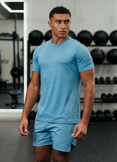 Gym King Geometric Knit Tee - Sea Mist