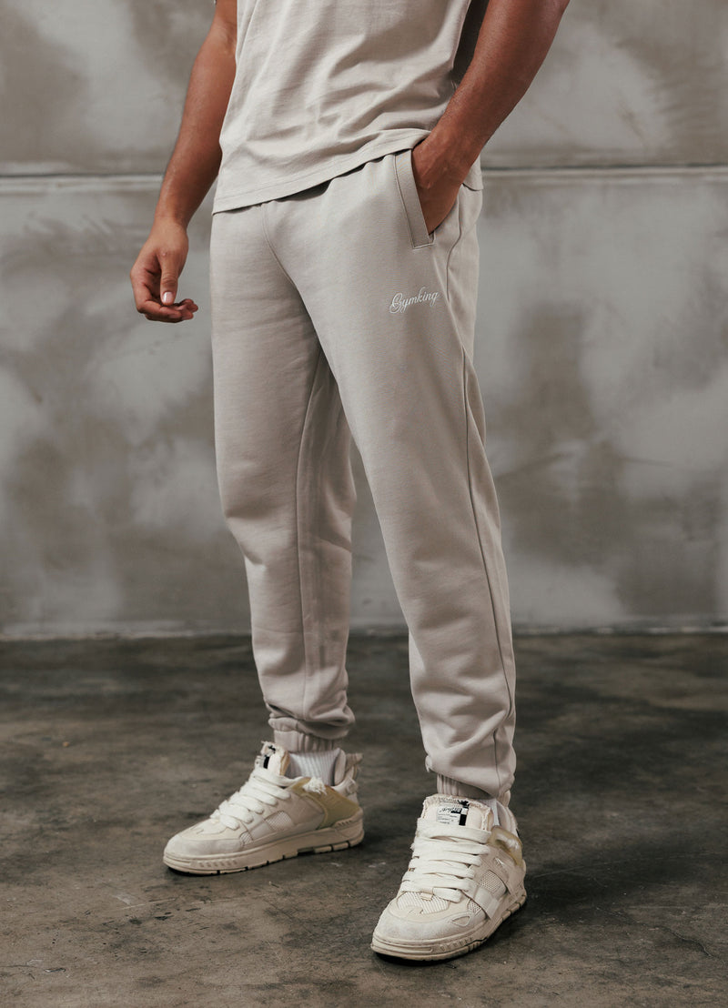 Gym King Script Relaxed Fit Jogger - Light Sand