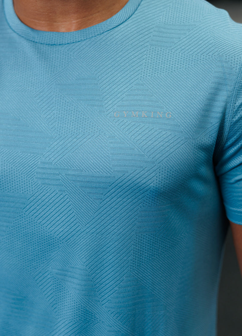Gym King Geometric Knit Tee - Sea Mist